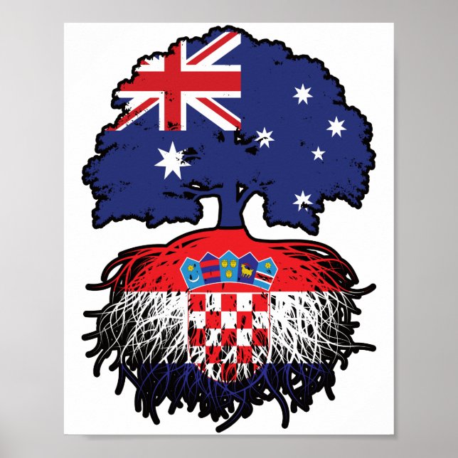 Póster Croacia Raíces de árboles australianos croatas (Frente)
