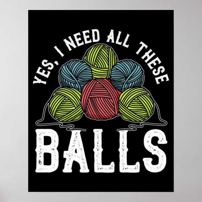 Póster Crochet And Knitt Yarn Crocheting Kniters Day (Frente)