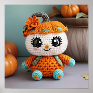 Póster Crochet de muñeca de calabaza: Autumn Amigurumi Pa