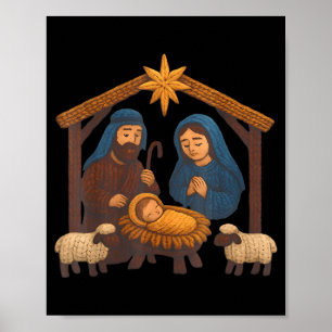 Póster Crochet de Navidad Jesús Navidad Falso Hilo de Cos
