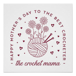 Póster Crochet mamá crochet mamá feliz día de las madres