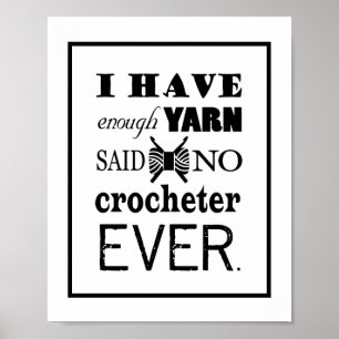 Póster Crochet No Suficiente Yarn Craft Room