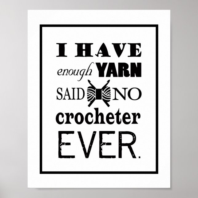 Póster Crochet No Suficiente Yarn Craft Room (Frente)