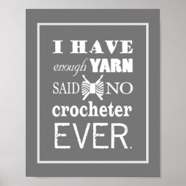 Póster Crochet No Suficiente Yarn Craft Room Oscuro