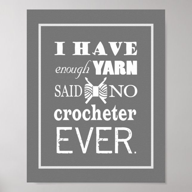 Póster Crochet No Suficiente Yarn Craft Room Oscuro (Frente)