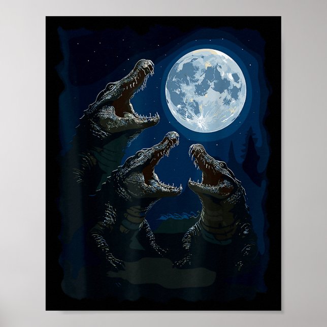 Póster Crocodile Howling At The Moon Wildlife Crocodiles  (Frente)