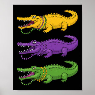 Póster Crocodiles Louisiana Mardi Gras Hombres