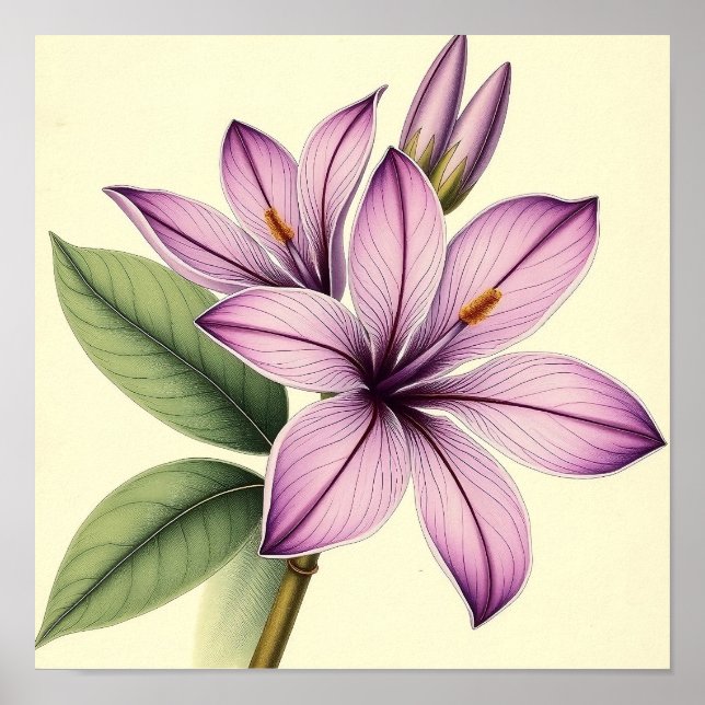 Póster Crocus Antiguo sobre Papel Desgastado (Frente)