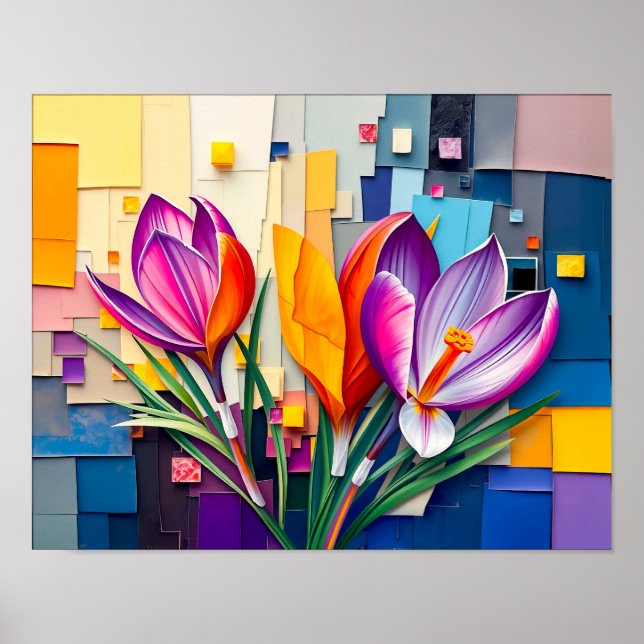 Póster Crocus Encantador en Estilo Abstracto Moderno (Frente)