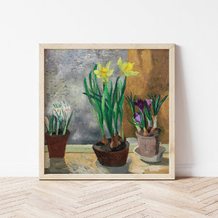 Póster Crocuses y Daffodils en ollas   Christopher Wood