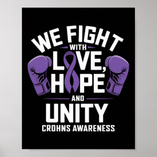 Póster Crohman Awareness Love Hope Unity Purple Ribbon Bo