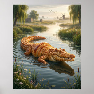 Póster Croissant Cocodrilo