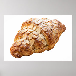 Póster Croissant fresco de almendra pastel francés