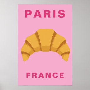 Póster Croissant Minimalista París Francia Panadería Fran