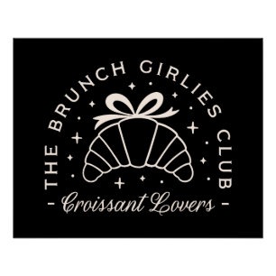 Póster Croissant pastelería amante brunch niñeras club ne
