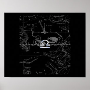 Póster Cromo como el Rótulo Libra Zodiac en Hevelius