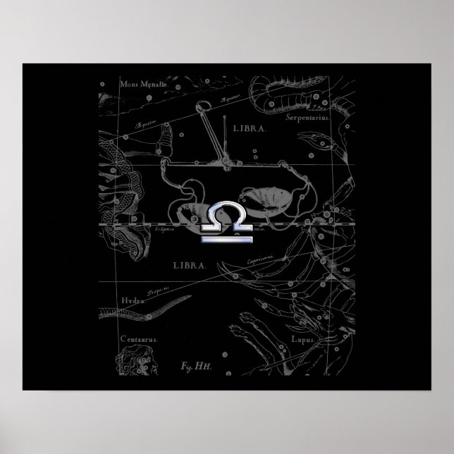 Póster Cromo como el Rótulo Libra Zodiac en Hevelius