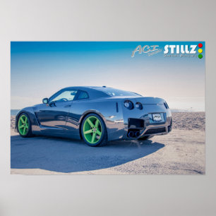 Póster Cromo negro GTR en el poster de la playa