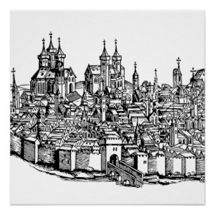 Póster Crónica Premium Medieval de Erfurt de Turingia Art