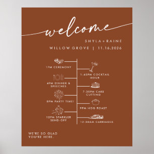 Póster Cronología de bienvenida de boda DIY Boho Chic Ter