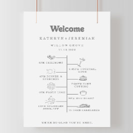 Póster Cronología de Bienvenida Formal Simple para Boda D