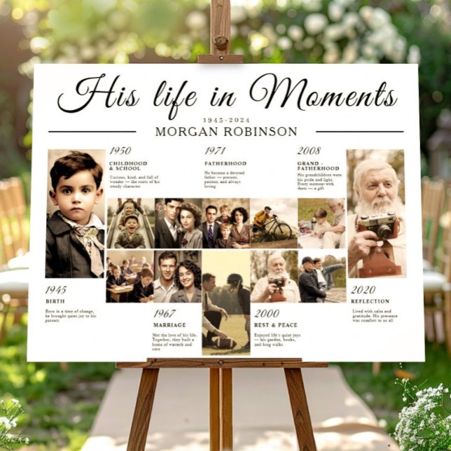 Póster Cronología de Celebración de la Vida Funeral Memor (Funeral Photo Memory Timeline Board Poster, Memorial Gift Idea, Celebration of Life Decor)