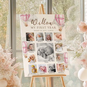 Póster Cronología de fotos del primer cumpleaños de Pink 