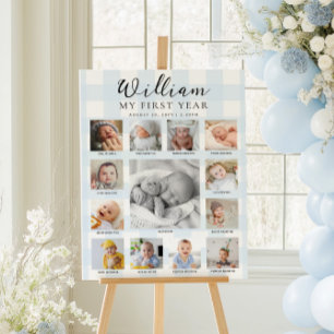 Póster Cronología de fotos del primer cumpleaños en cuadr
