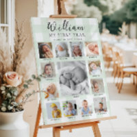 Cronología de fotos del primer cumpleaños en verde