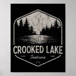 Póster Crooked Lake Indiana al aire libre Vintage