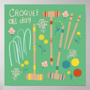 Póster CROQUET ALL DAY Lawn Games Personalizado divertido
