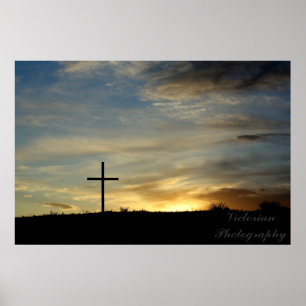 Póster Cross at Sunset