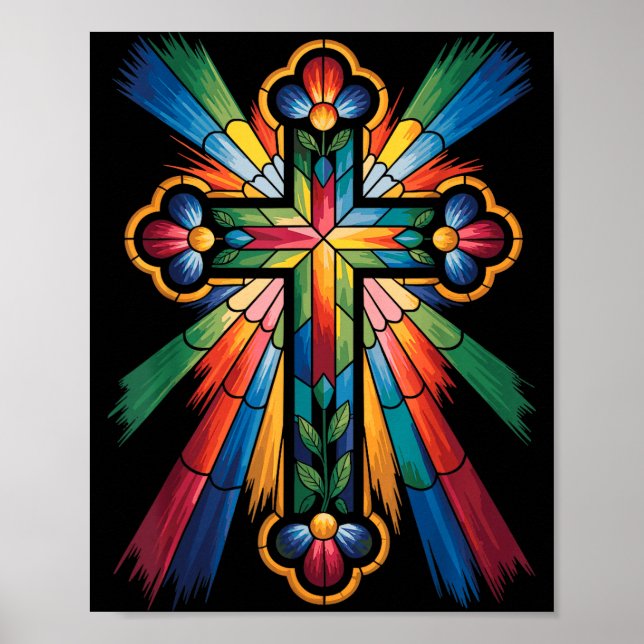 Póster Cross Colorful Christian Religous  (Frente)