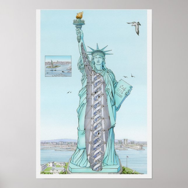 Póster Cross section illustration of Statue of Liberty (Frente)