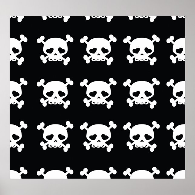 Póster Crossbone cráneo: Patrón blanco-negro. (Frente)