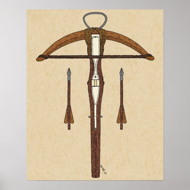 Póster Crossbow medieval con pernos (Frente)