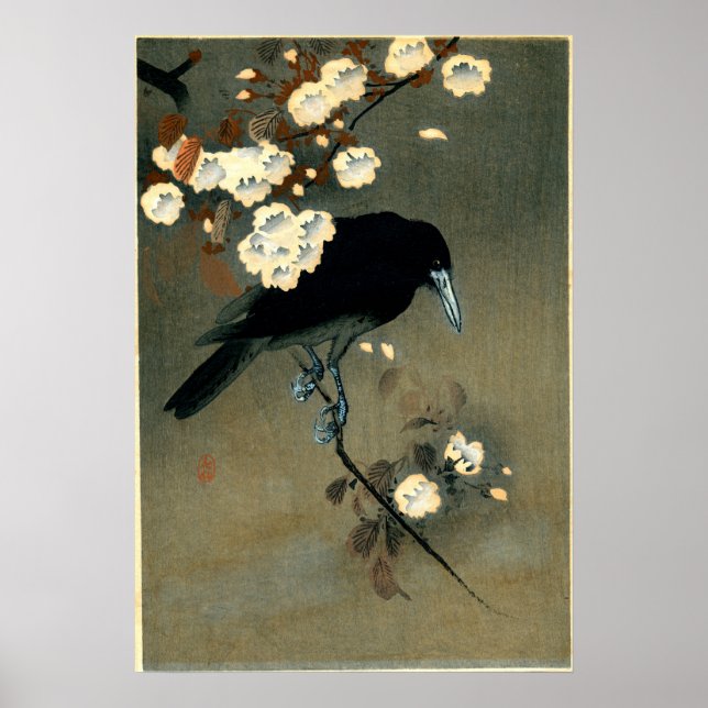 Póster Crow & Blossom de Ohara Koson (1910) (Frente)