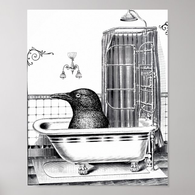 Póster Crow en una bañera de época (Frente)