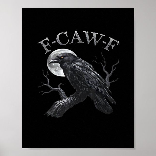 Póster Crow F-Caw-F Funny Bird Moon Retro Classic (Frente)