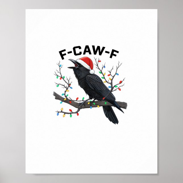 Póster Crow F-Caw-F Funny Retro Christmas Lights Santa Ha (Frente)