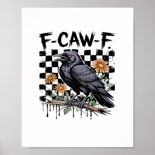 Póster Crow Flowral, F-Caw-F Funny Bird FCAWF Moon Gothic (Frente)