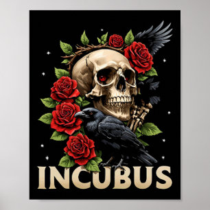 Póster Crow Incubus Crow Left Skull Flower Halloween 2