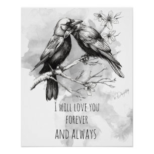 Póster Crow Lover Forever y Always