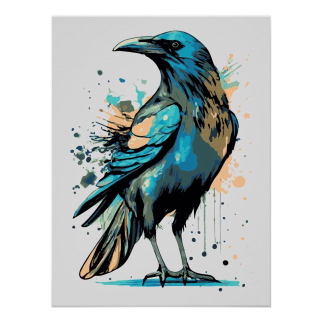 Póster Crow Mystic - Ilustracion Black Raven (Anverso)
