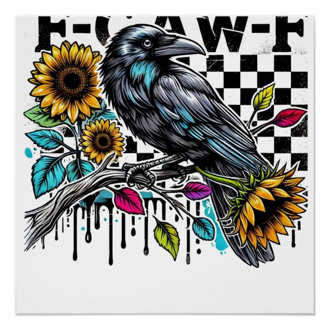 Póster Crow Raven F-CAW-F Funny Halloween (Anverso)
