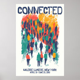 Póster Crowd Illustration Art Print Connected Community