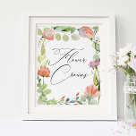 Póster Crownes de flores de color de agua Jardín ducha de<br><div class="desc">Watercolor Flower Garden Shower Flower Crowne Poster</div>