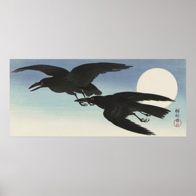 Póster Crows at Full Moon de Ohara Koson (1925-1936) (Frente)