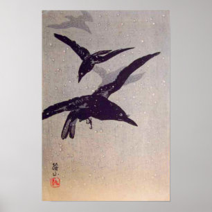 Póster Crows Flying in Snow