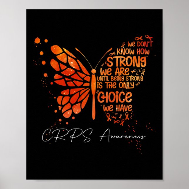 Póster Crps Mariposa Naranja Ribbon Crps Conciencia (Frente)